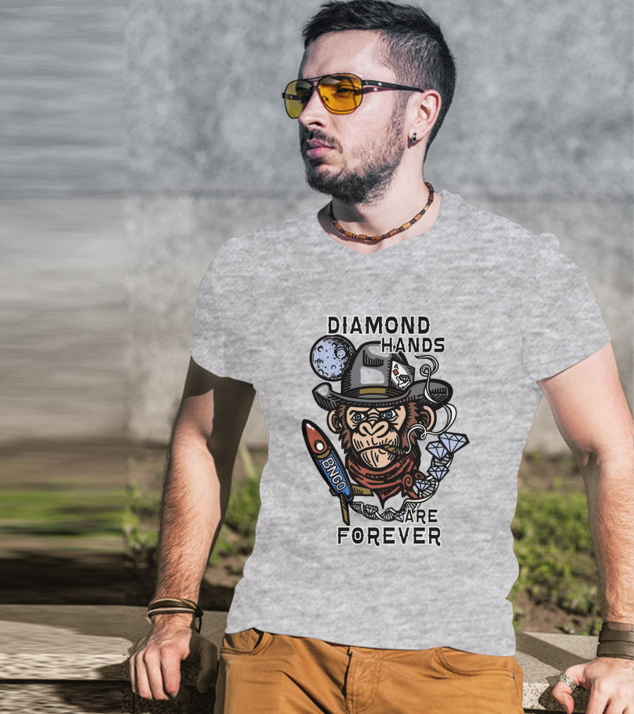 Diamond Hands Are Forever Bngo Ape Cowboy Space Rocket T-Shirt
