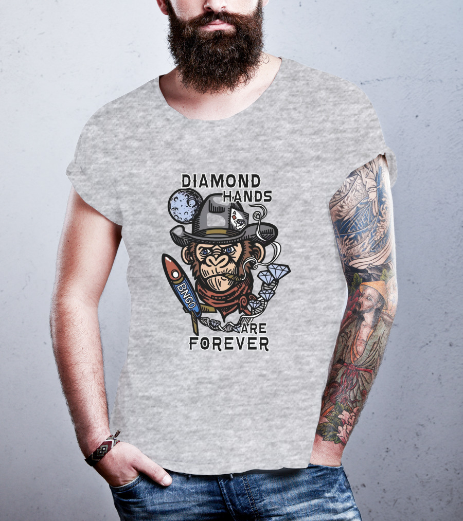 Diamond Hands Are Forever Bngo Ape Cowboy Space Rocket T-Shirt
