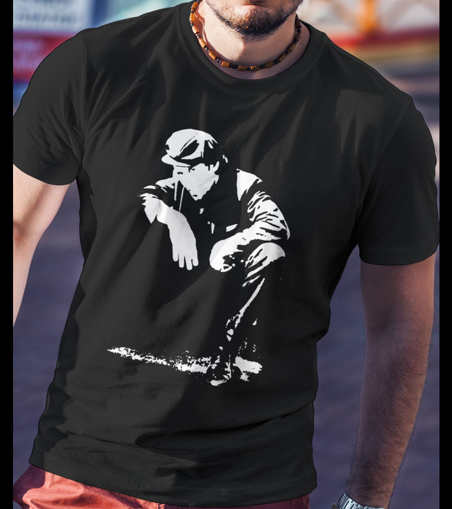 Blow Tees Hopus Tom Waits Monochrome Figure In Cap And Jacket T-Shirt