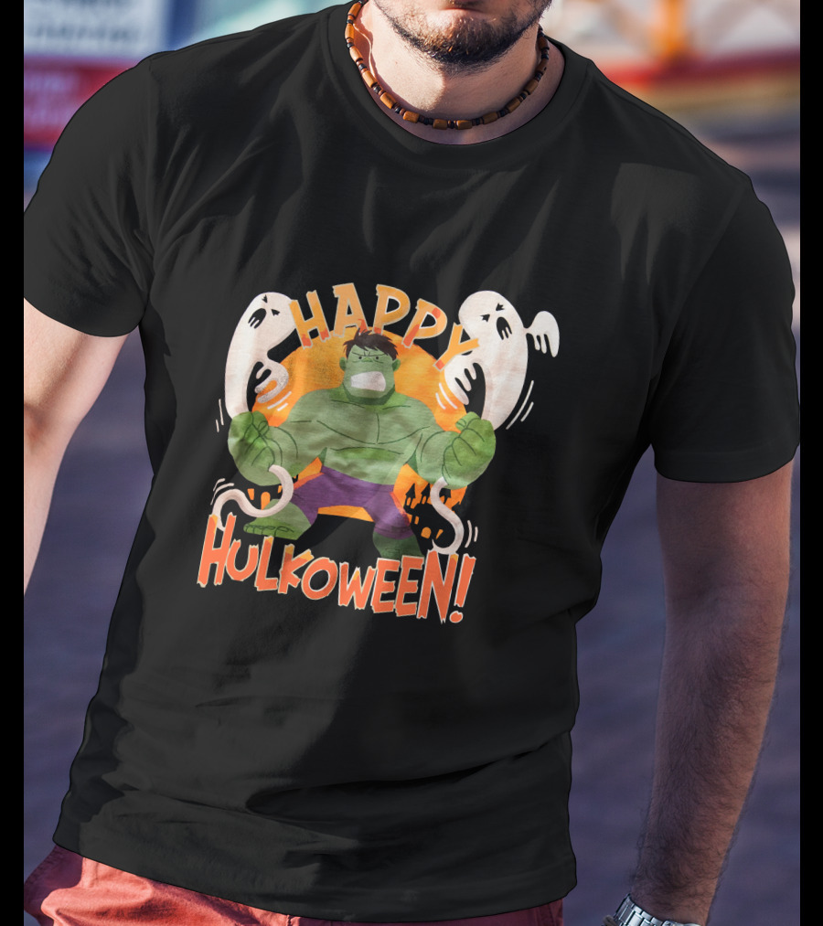 Happy Hulkoween Incredible Hulk Halloween Ghosts And Pumpkins T-Shirt