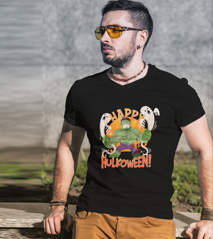Happy Hulkoween Incredible Hulk Halloween Ghosts And Pumpkins T-Shirt