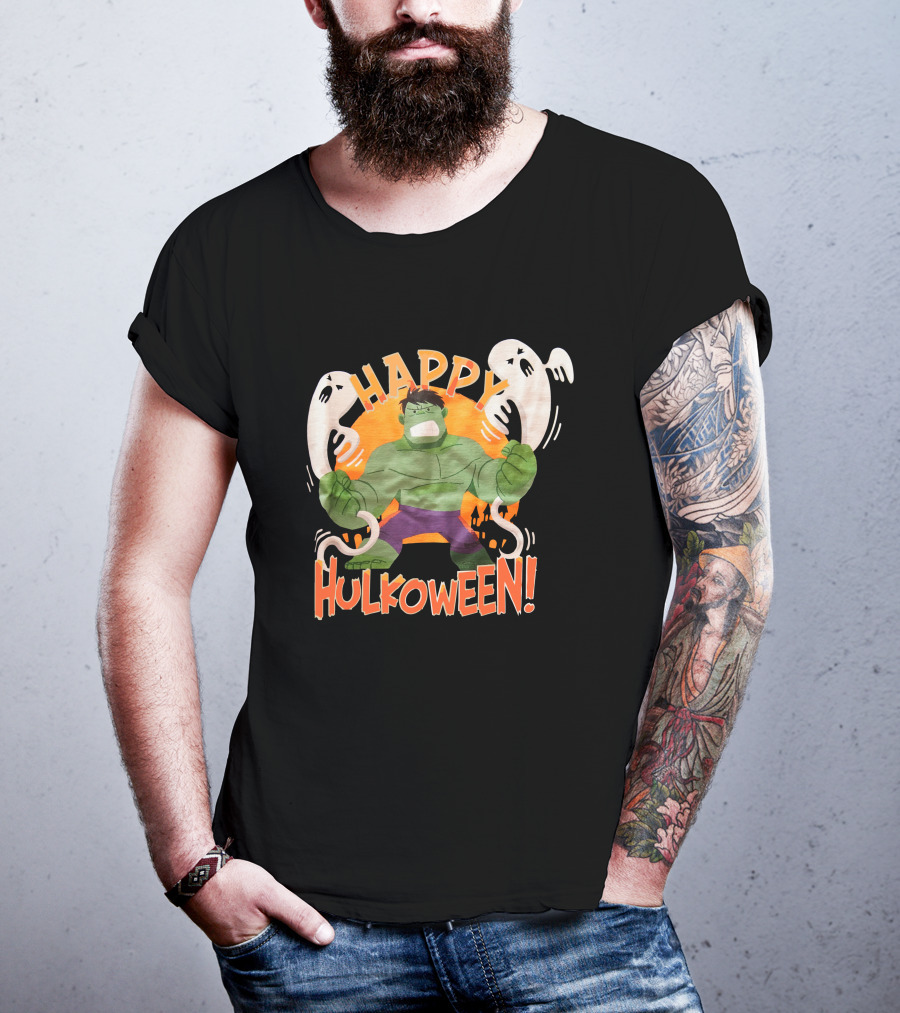 Happy Hulkoween Incredible Hulk Halloween Ghosts And Pumpkins T-Shirt