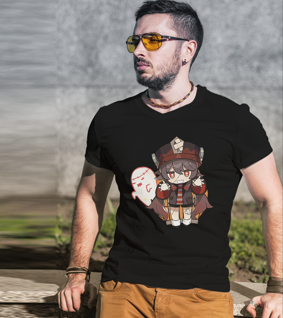 Happy Halloween Genshin Impact Hutao Cute Ghost Character T-Shirt