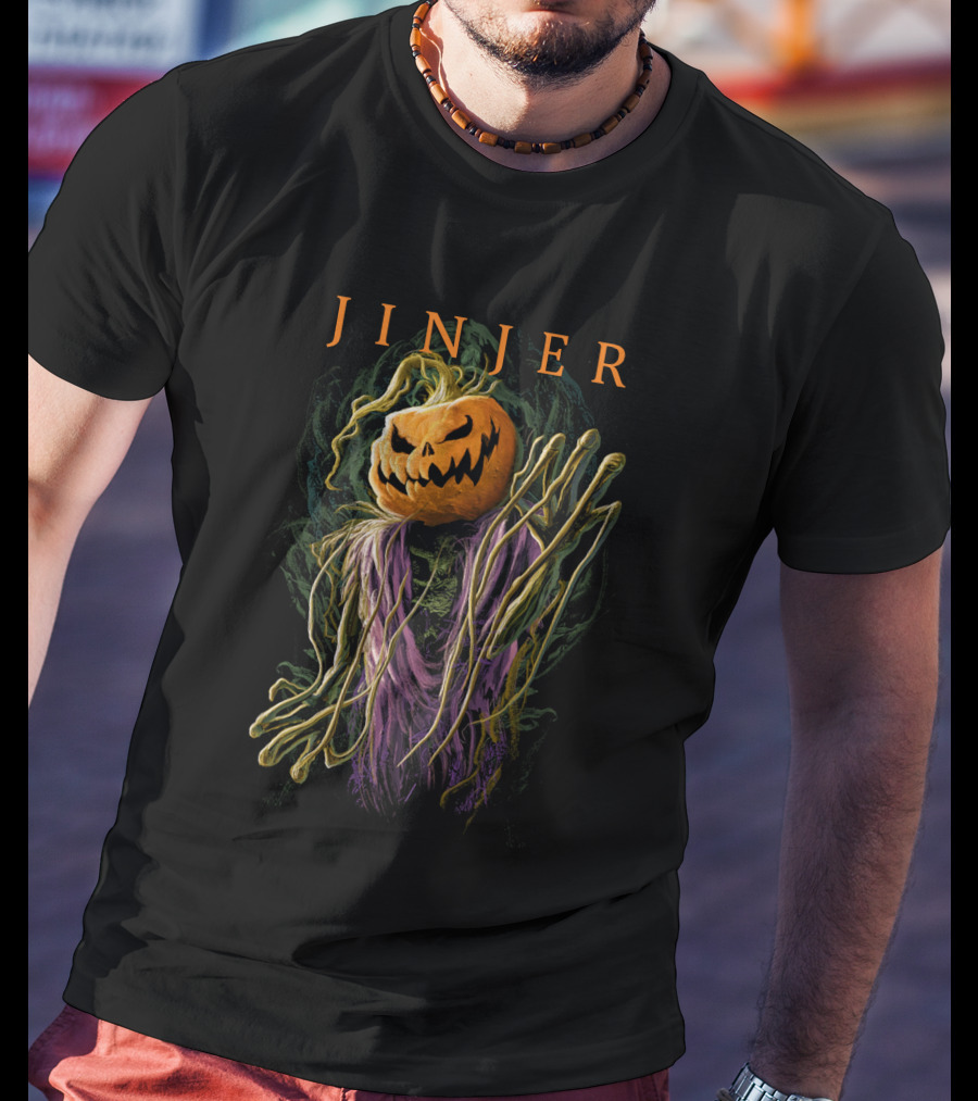 Jinjer Spooky Pumpkin Scarecrow Straw Halloween T-Shirt