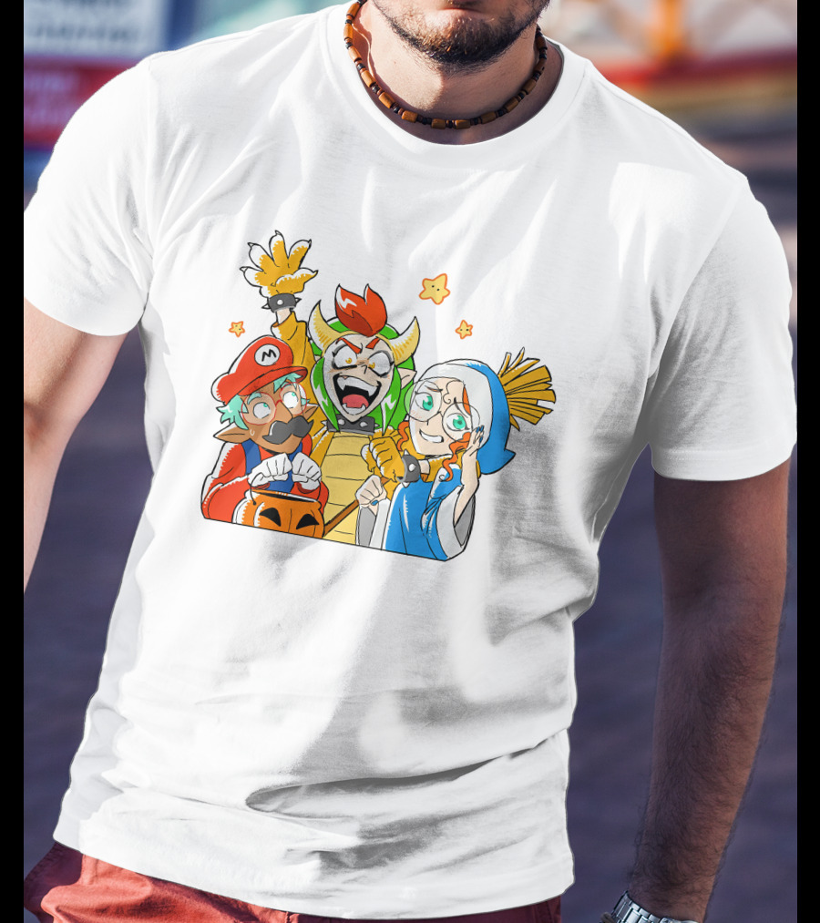 Bowser Mario And Princess Peach Celebrate Happy Halloween T-Shirt