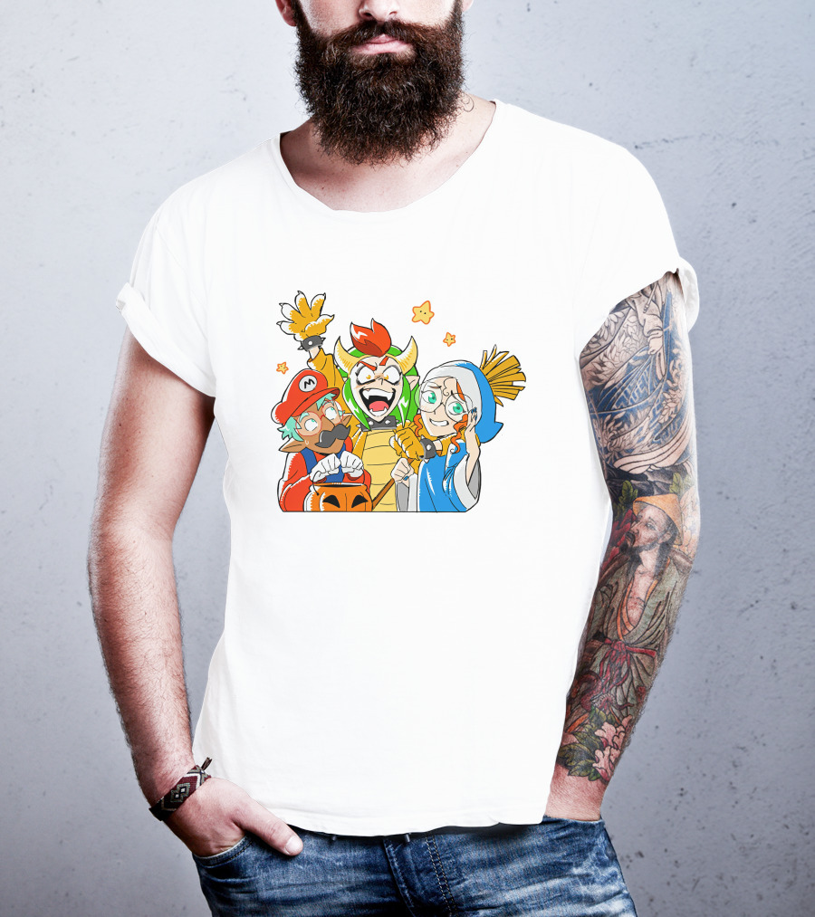 Bowser Mario And Princess Peach Celebrate Happy Halloween T-Shirt