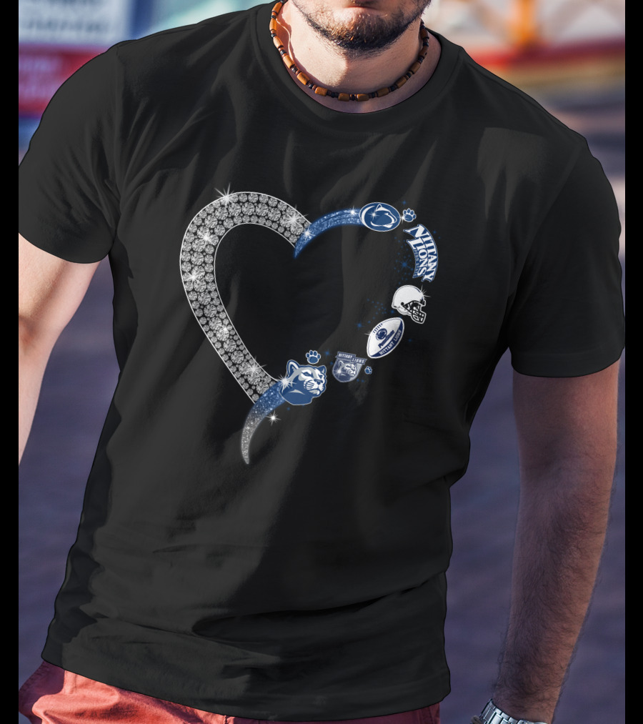 Penn State Nittany Lions Heart Logo Crystal T-Shirt