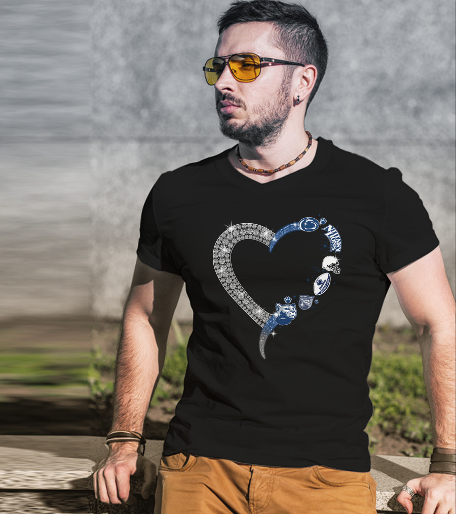 Penn State Nittany Lions Heart Logo Crystal T-Shirt
