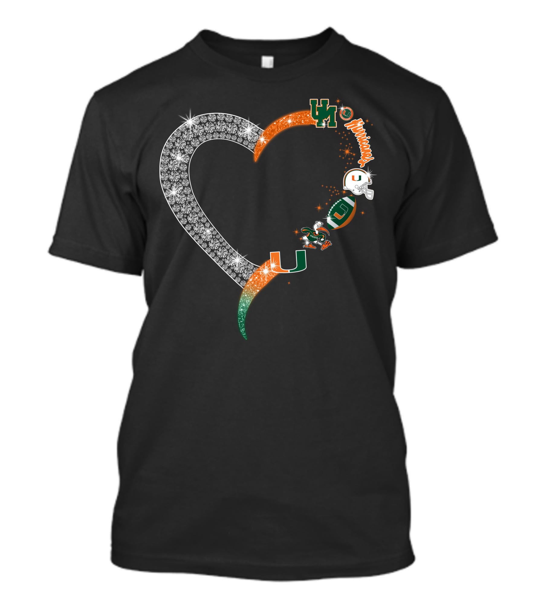 Miami Hurricanes Heart Sparkle U T-Shirt