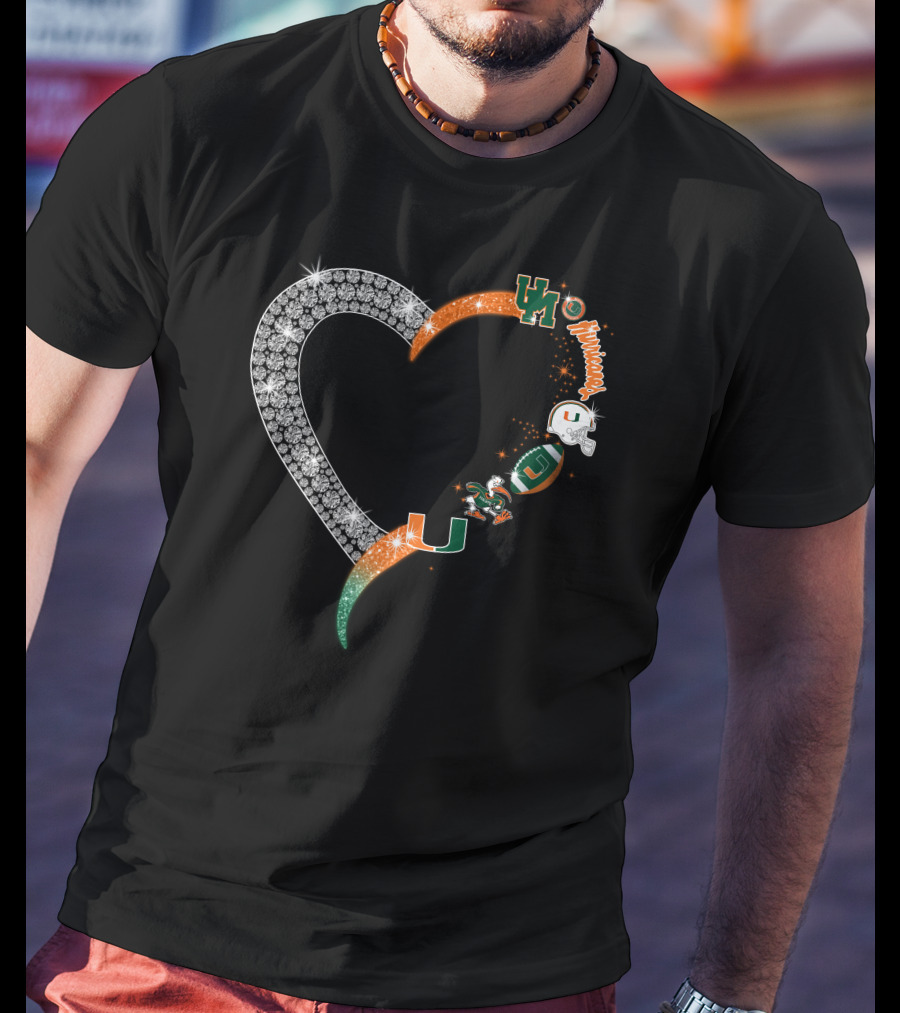 Miami Hurricanes Heart Sparkle U T-Shirt