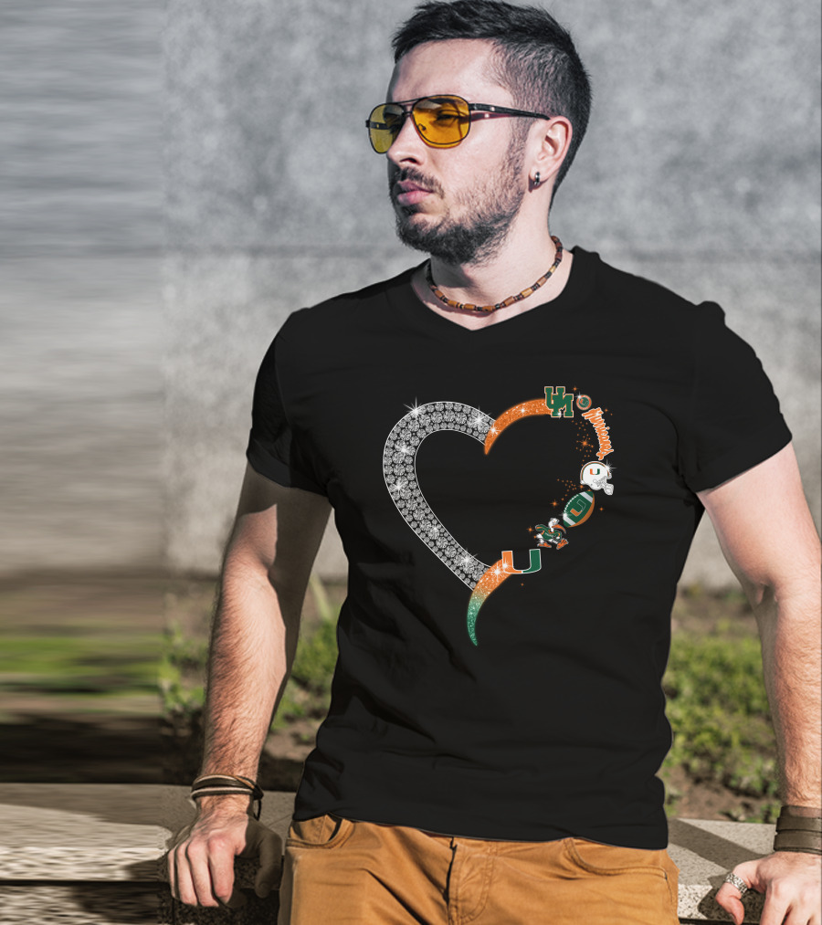 Miami Hurricanes Heart Sparkle U T-Shirt