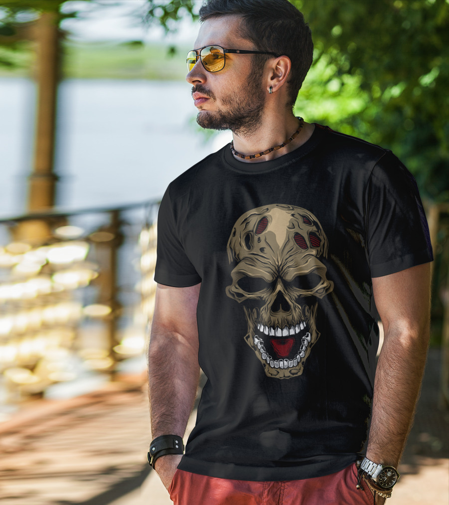 Skull Zombie Mask Halloween T-Shirt