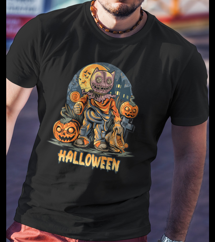 Halloween Pumpkin Trick Or Treat Scary Costume T-Shirt
