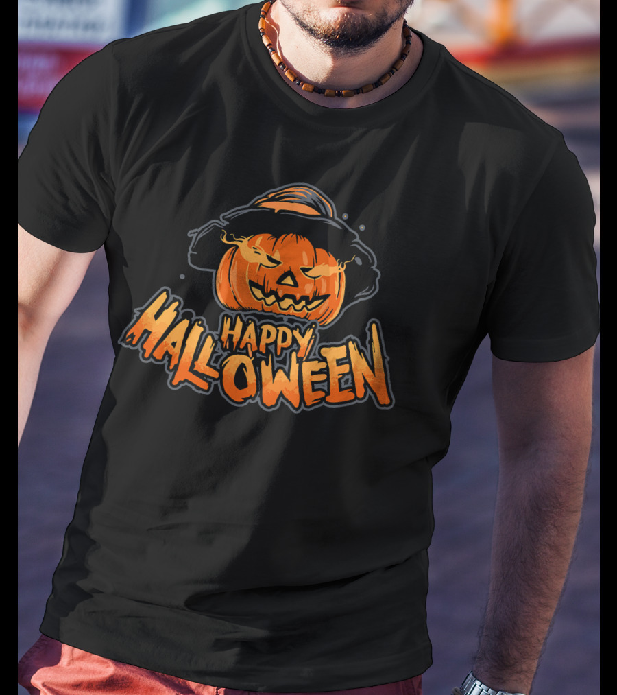 Happy Halloween Pumpkin On Fire T-Shirt