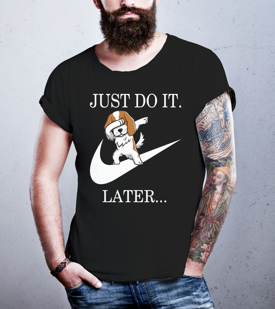 Just Do It Later Dabbing Cavalier King Charles Spaniel Swoosh T-Shirt