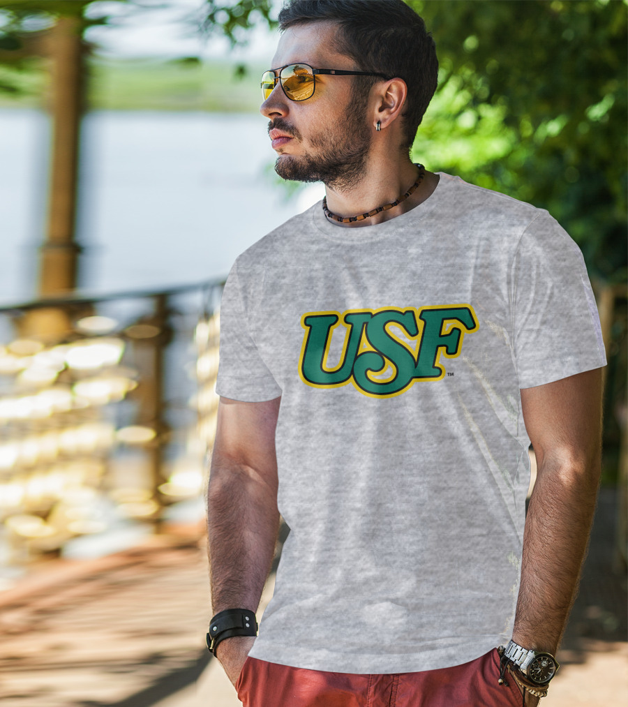 Homefield Apparel Store USF Vintage 1980s USF Logo Gray T-Shirt