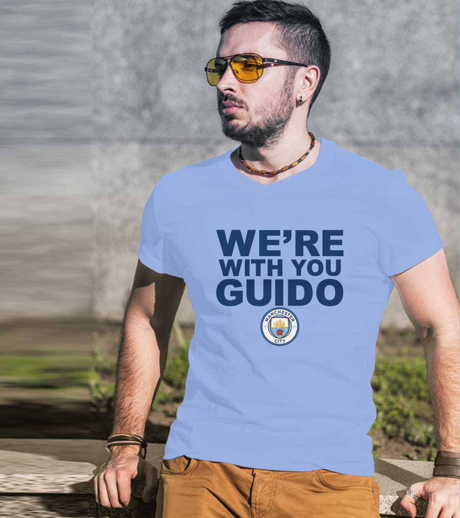 Manchester City We're With You Guido Support Belgian Fan Pep Guardiola Simon Bajkowski T-Shirt