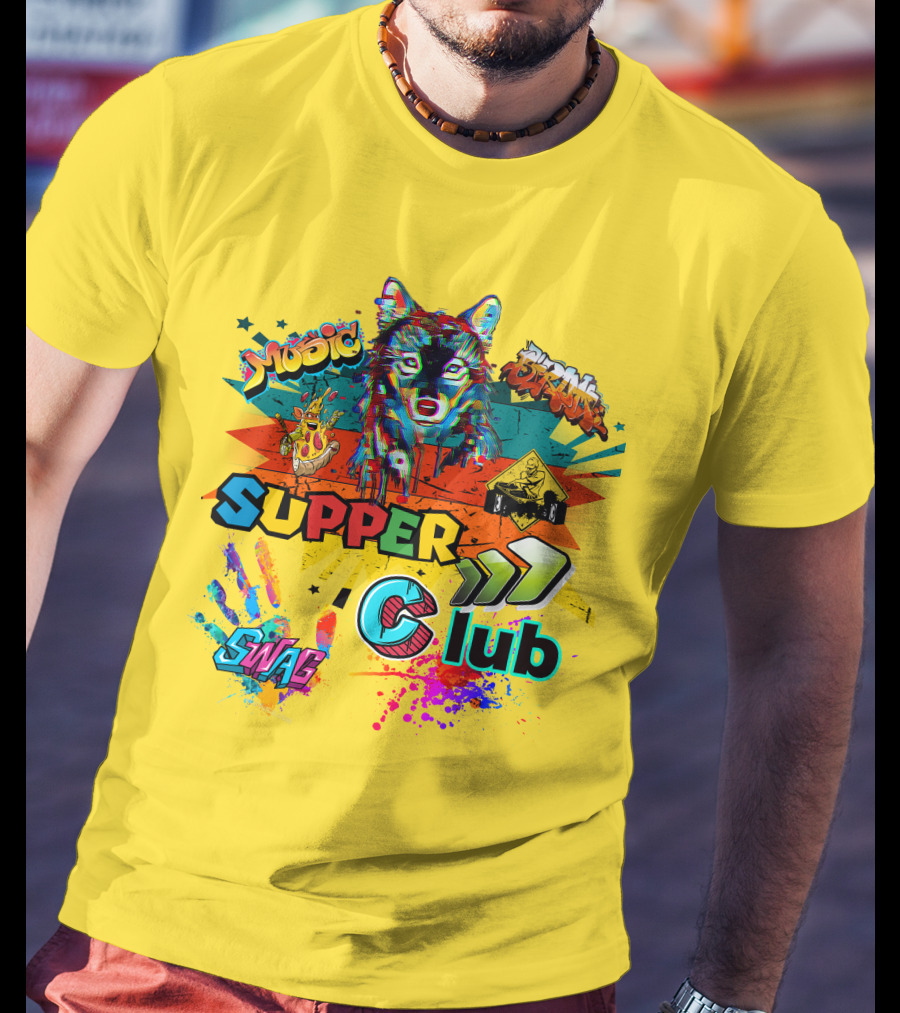 Supper Club Music Swag Street Art Wolf T-Shirt