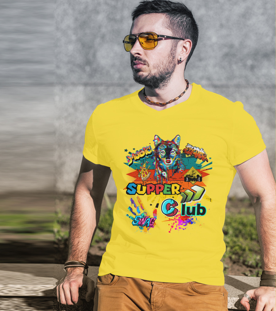 Supper Club Music Swag Street Art Wolf T-Shirt