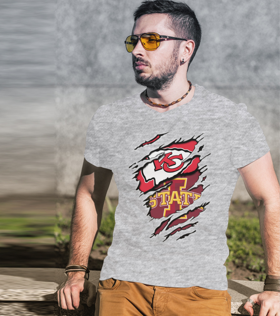 Kansas City Chiefs Iowa State Cyclones Torn T-Shirt