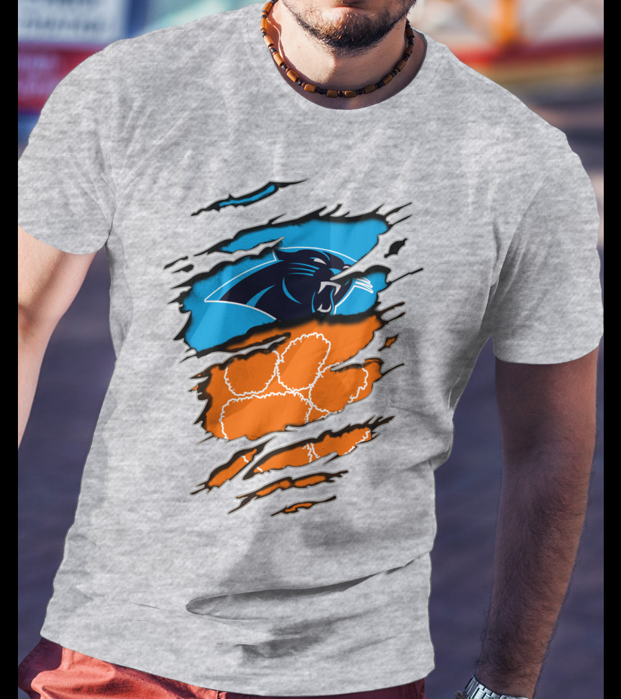 Carolina Panthers Clemson Tigers Paw Scratch T-Shirt