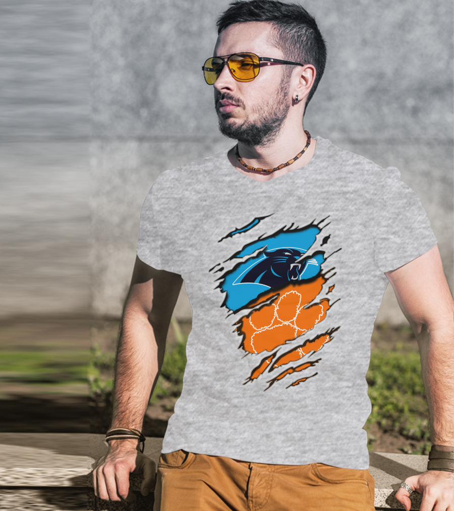Carolina Panthers Clemson Tigers Paw Scratch T-Shirt
