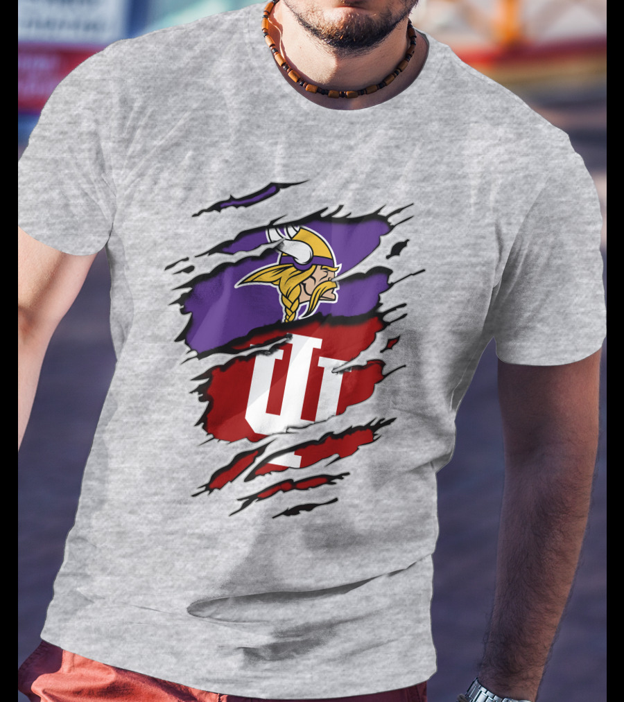 Vikings Indiana Hoosiers Torn Logo Mashup T-Shirt
