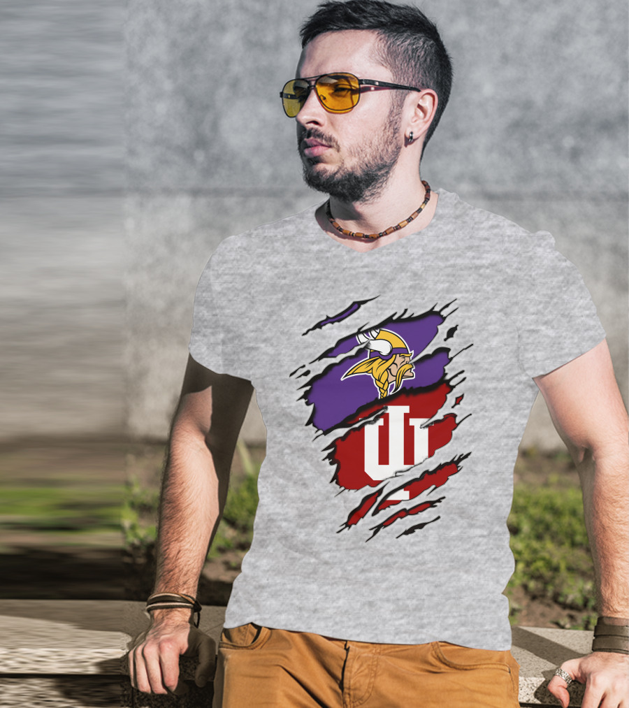 Vikings Indiana Hoosiers Torn Logo Mashup T-Shirt