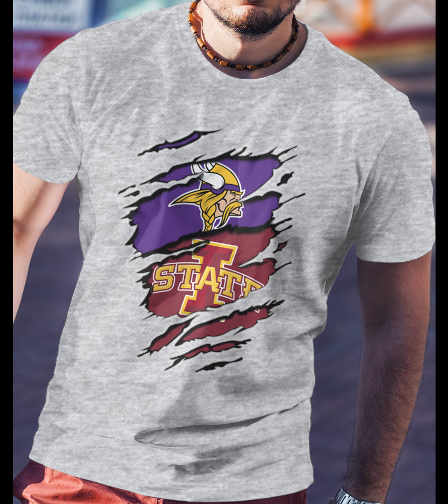 Minnesota Vikings Iowa State Cyclones Ripped T-Shirt