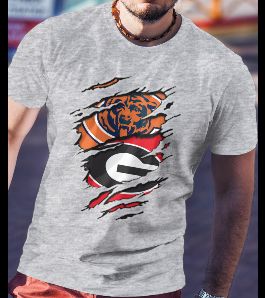 Chicago Bears Georgia Bulldogs Logo Mashup T-Shirt