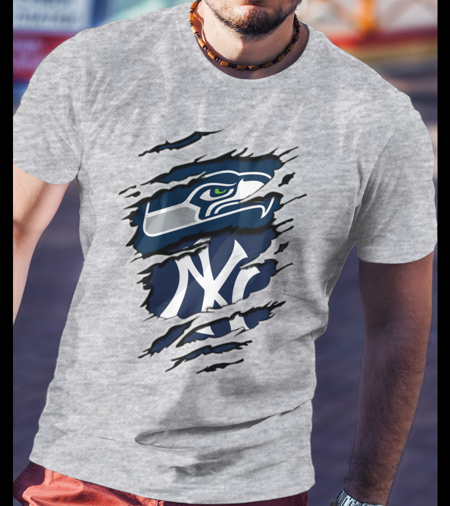 Seahawks Yankees Logo Fusion T-Shirt