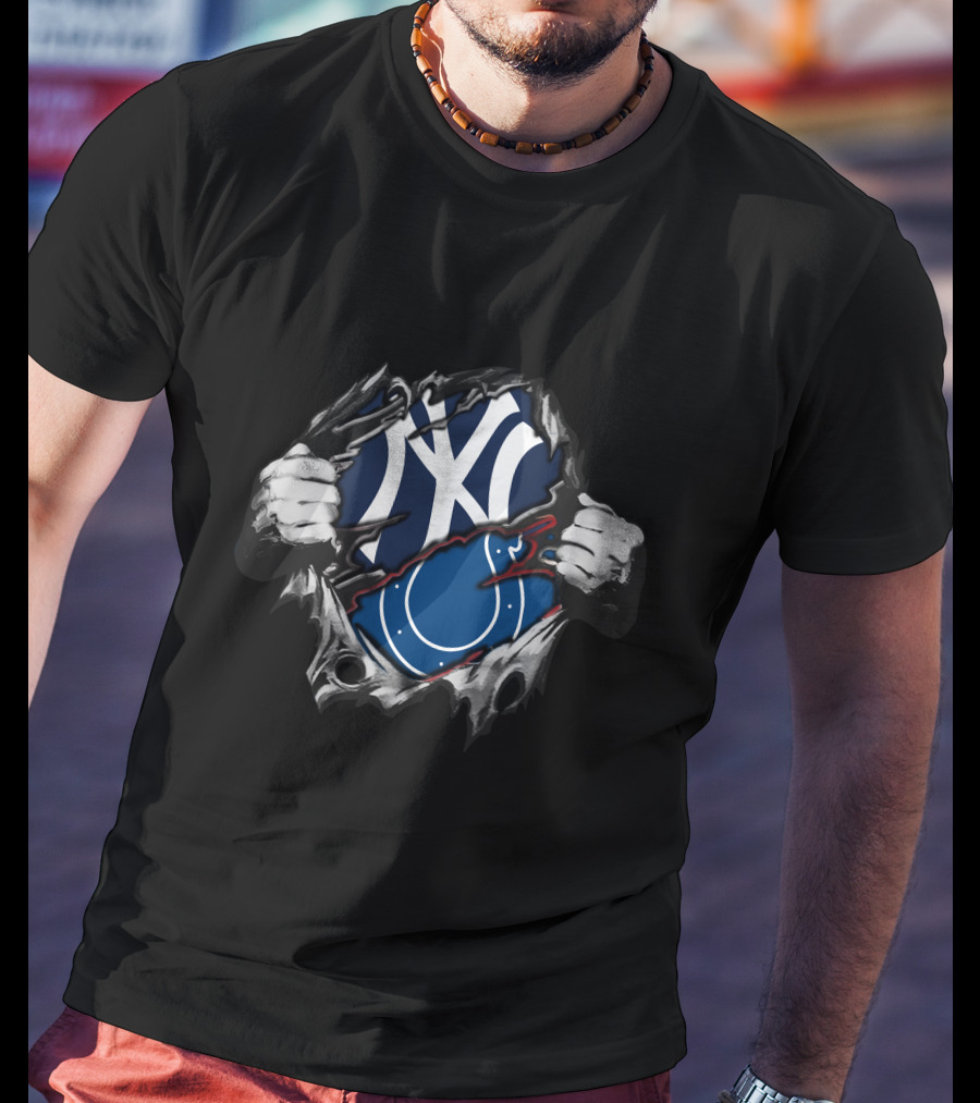 Colts Yankees Logo Fusion Peeling Effect T-Shirt