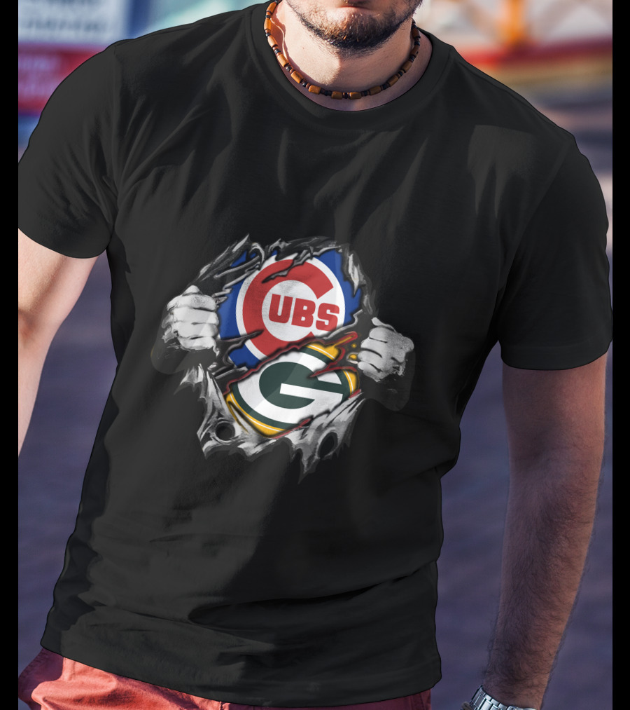 Cubs Packers Logo Tear T-Shirt