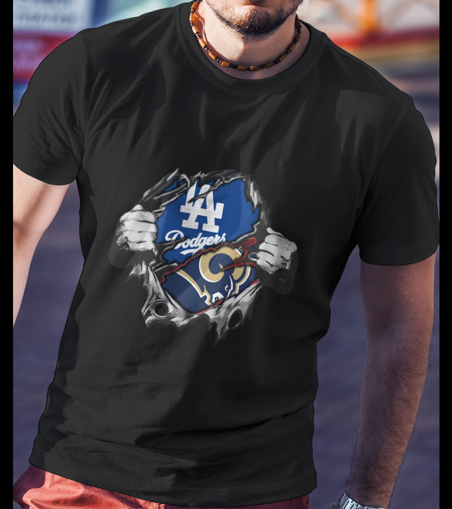 LA Dodgers Rams Fan Crossover T-Shirt