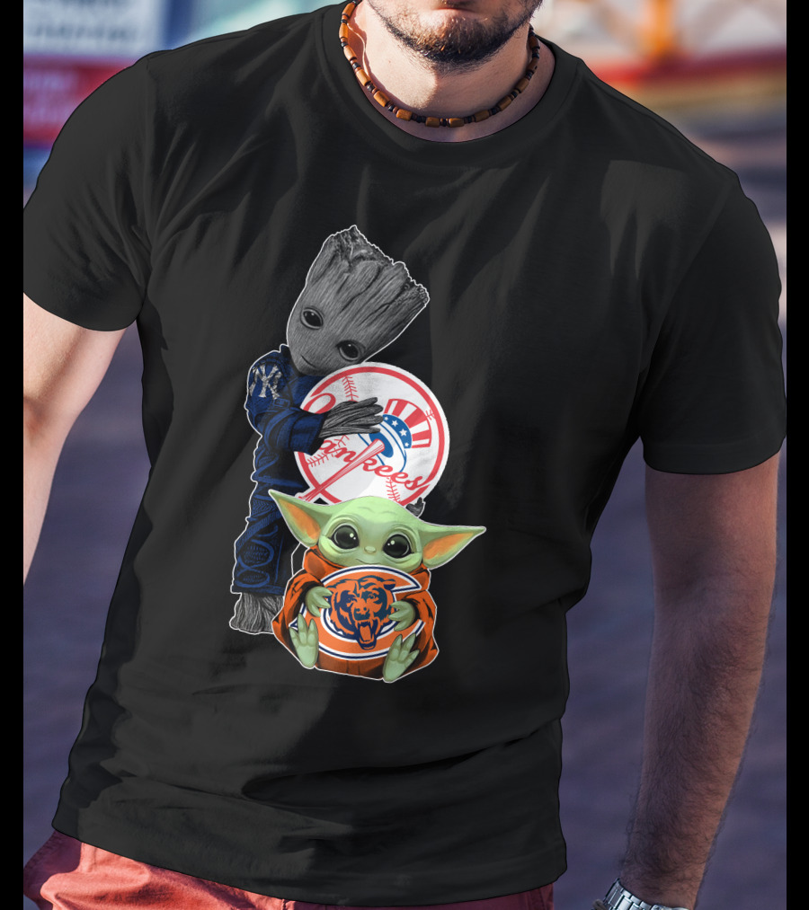 Yankees Baby Groot Bears Baby Yoda T-Shirt