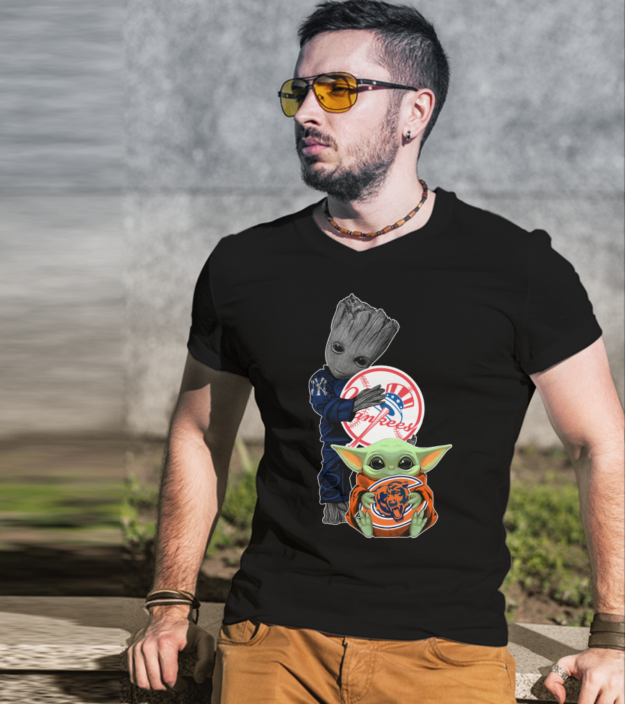 Yankees Baby Groot Bears Baby Yoda T-Shirt