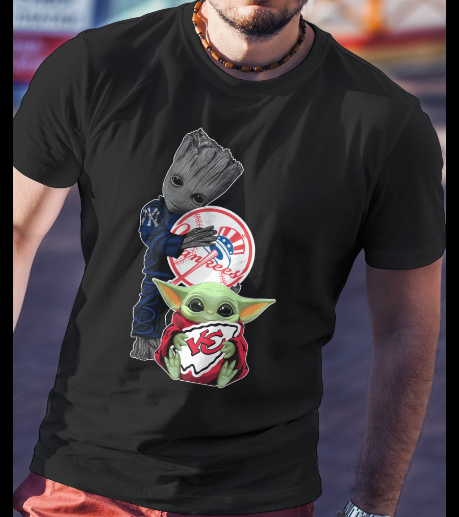 Yankees Groot Chiefs Baby Yoda T-Shirt