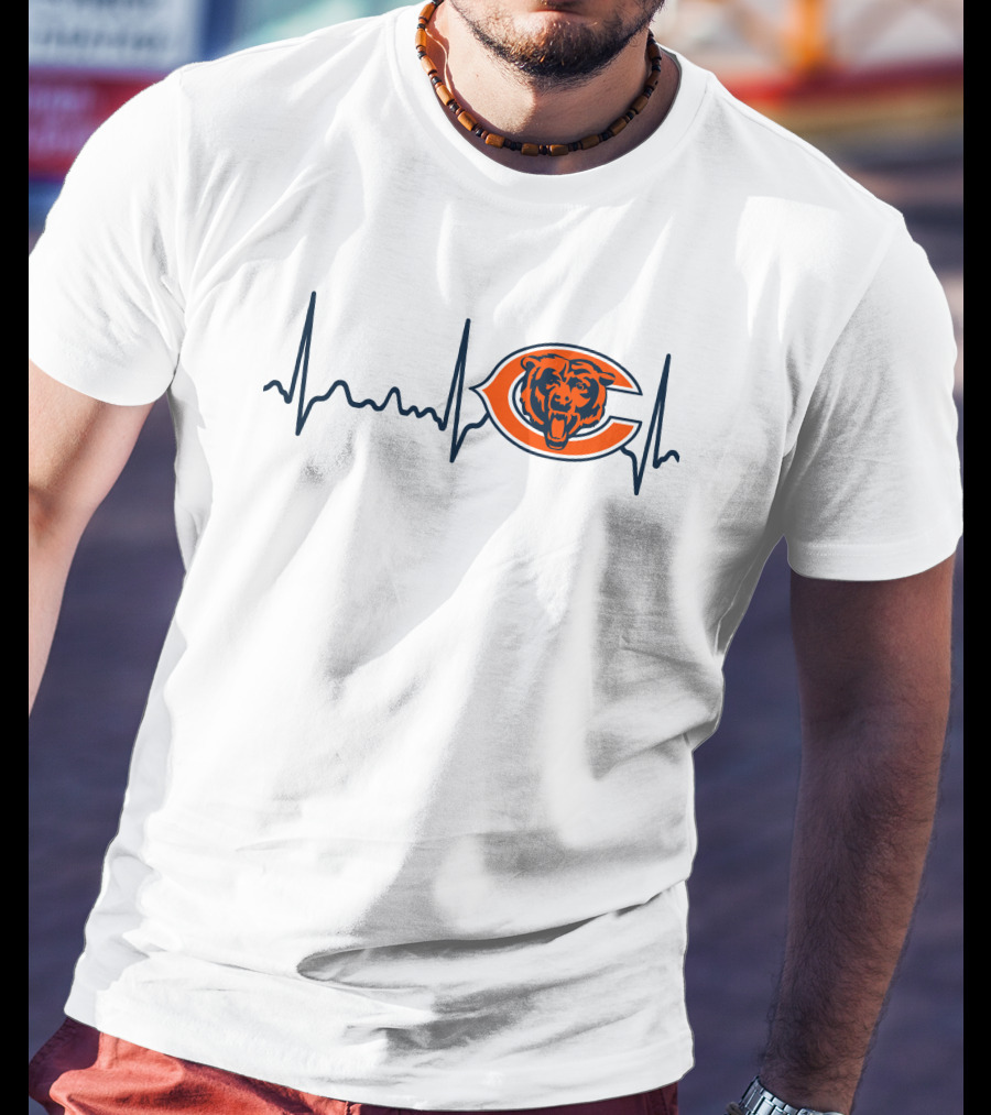 Heartbeat Chicago Bears Logo Electrocardiogram T-Shirt