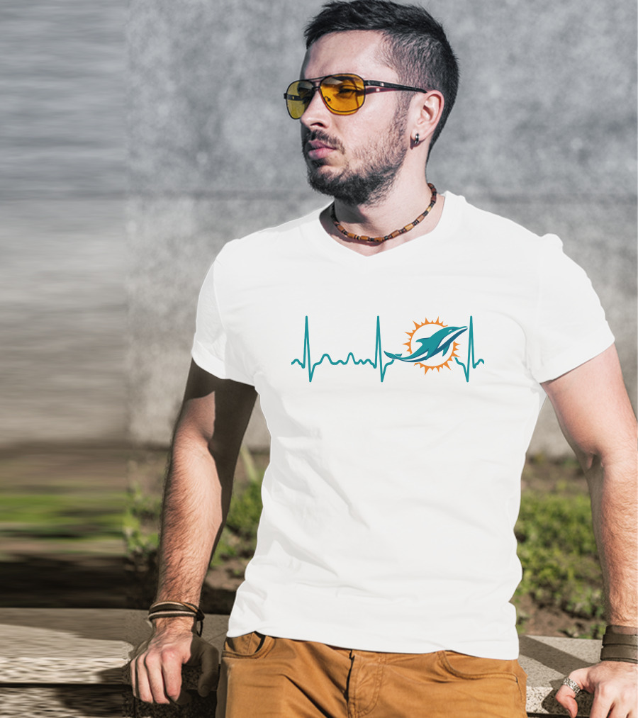 Heartbeat Miami Dolphins Football Fanatic Iconic T-Shirt