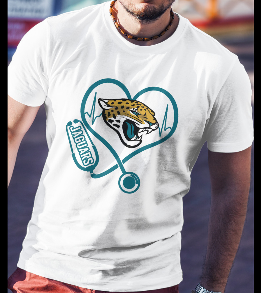 Nurse Love Jaguars Heartbeat T-Shirt