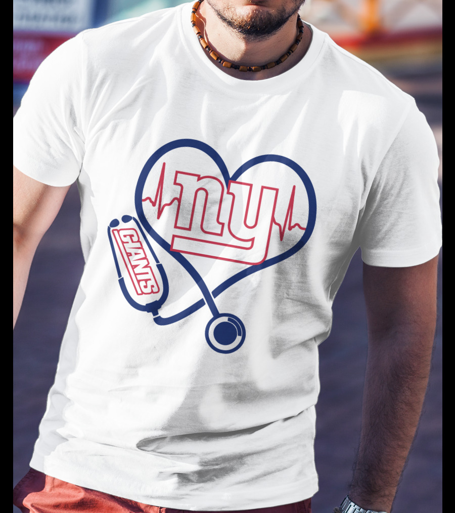 Nurse Heartbeat NY Giants Stethoscope T-Shirt