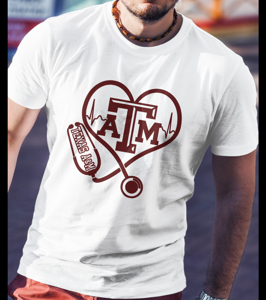 Texas A&M Aggies Nurse Heartbeat Stethoscope T-Shirt