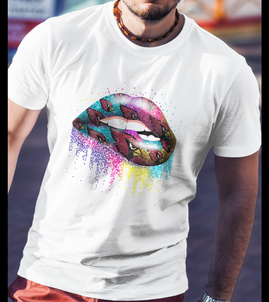 Lips Sparkle Glitter Arizona Cardinals T-Shirt