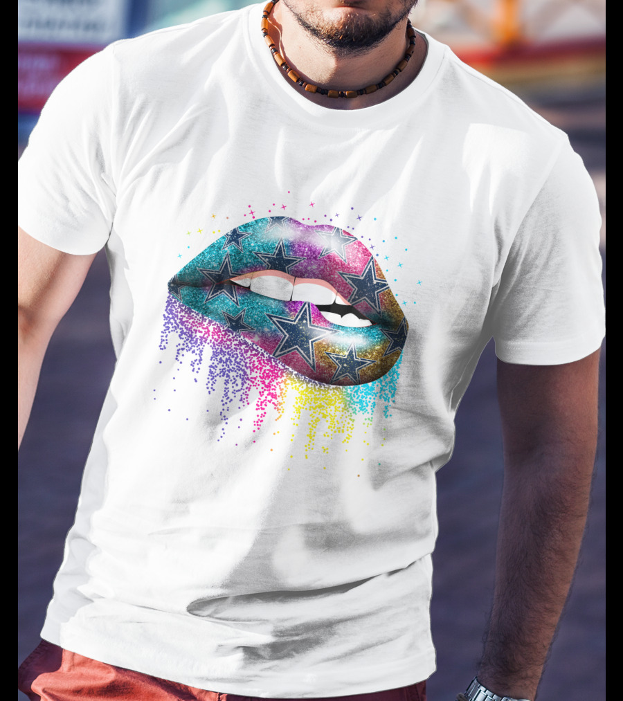 Dallas Cowboys Lips Glitter Stars T-Shirt