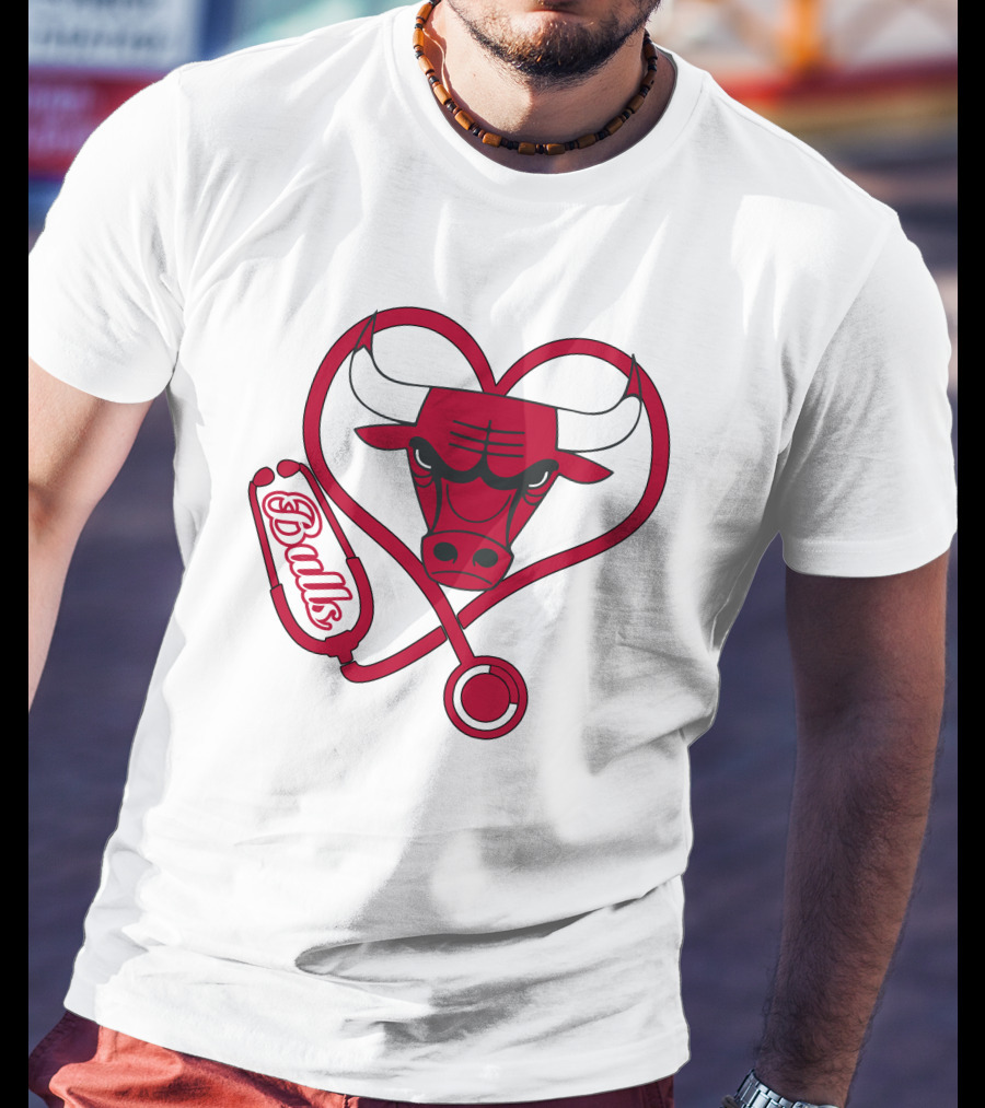 Chicago Bulls Nurse Heart Stethoscope T-Shirt