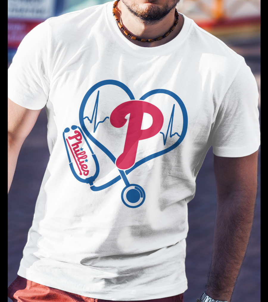 Philadelphia Phillies Nurse Heartbeat Stethoscope T-Shirt