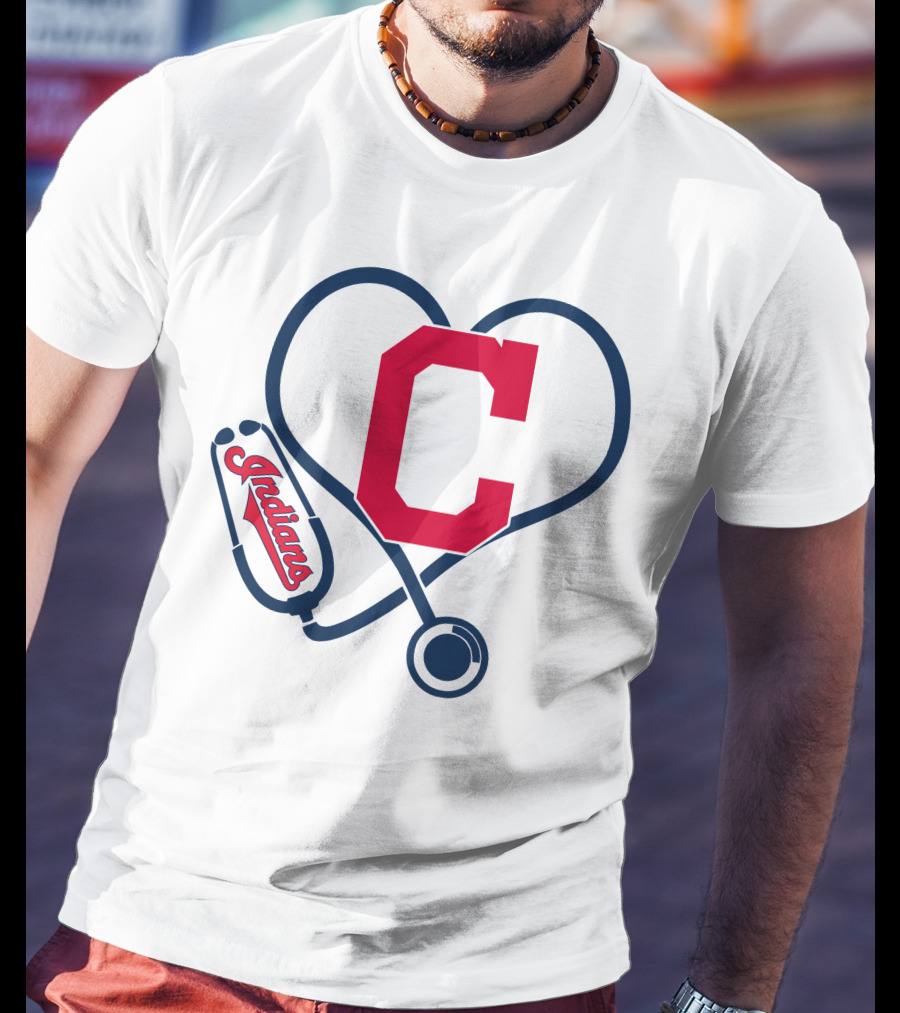 Cleveland Indians Nurse Heart With Stethoscope T-Shirt