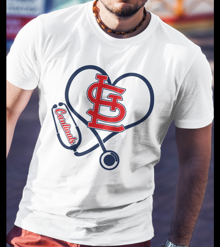 St. Louis Cardinals Nurse Heart Stethoscope Love T-Shirt