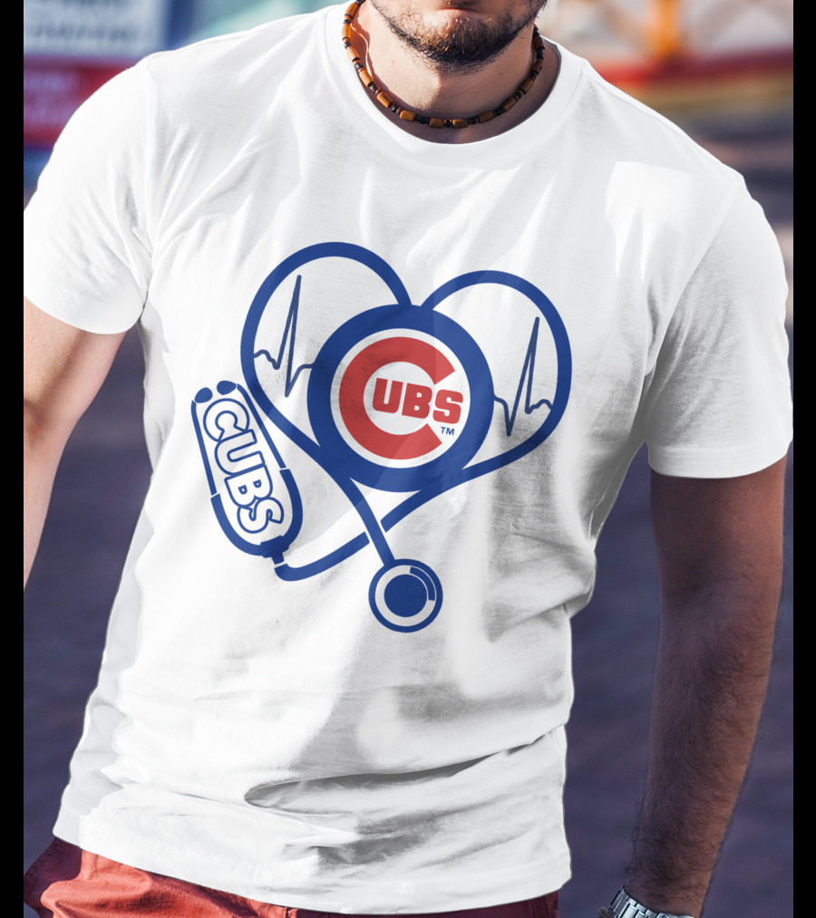 Cubs Heartbeat Nurse Stethoscope Chicago Cubs T-Shirt