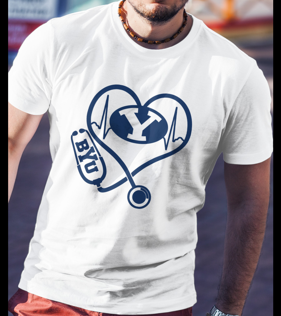 Nurse Love BYU Heartbeat Stethoscope T-Shirt